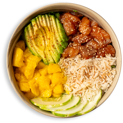 Bowl de arroz, aguacate y verduras